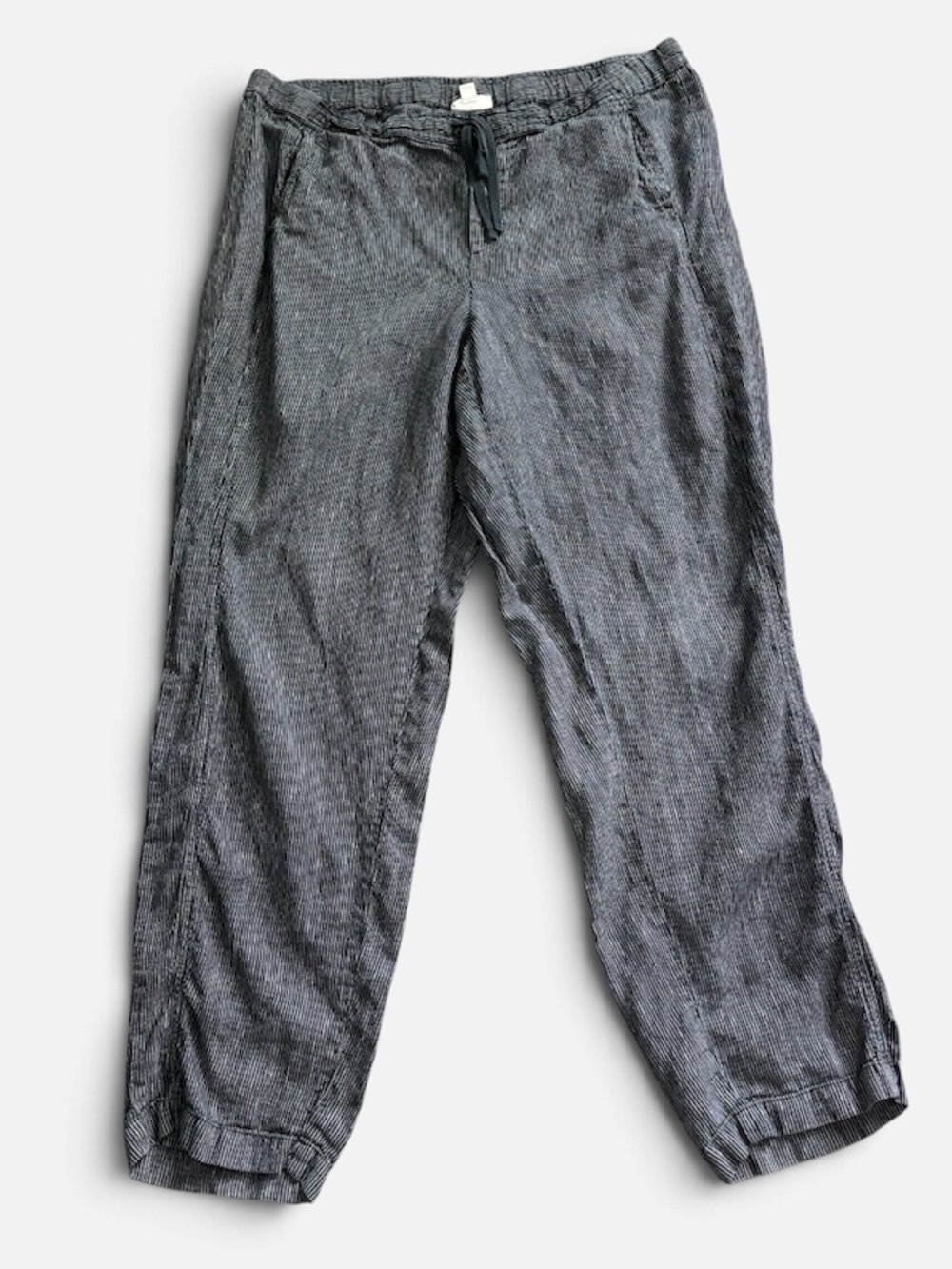 J.Jill Love Linen Pinstripe Pants XL Tall | Relaxed Drawstring Linen Trousers
